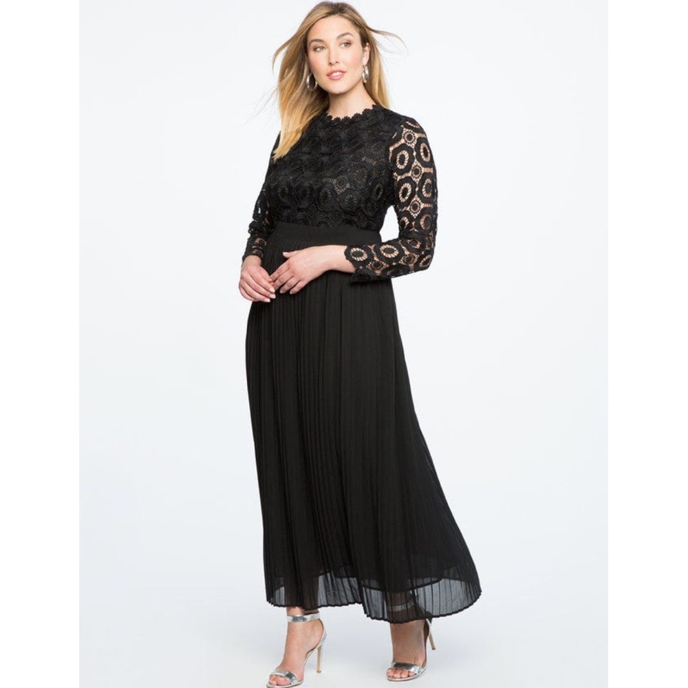 NWT ELOQUII Lace Evening Dress With Pleated Skirt size 16